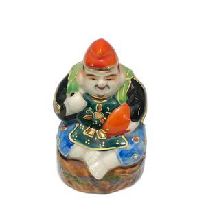 Vintage Japanese Kutani Lucky God Porcelain Figurine Buddha Gods Moriage